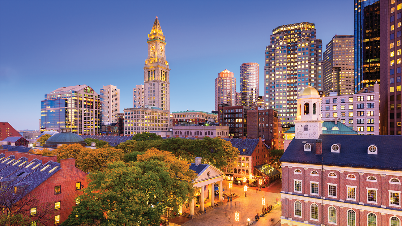 Boston skyline, Quincy Market