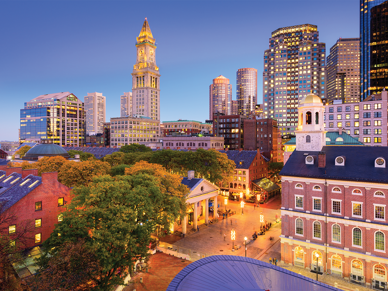 Boston skyline, Quincy Market