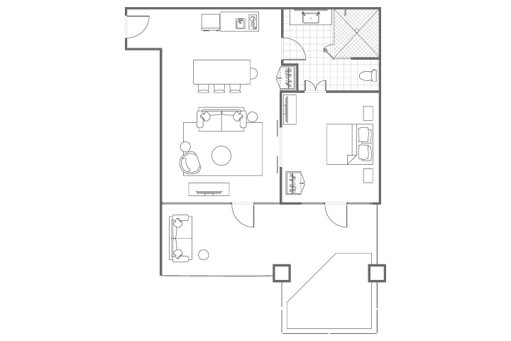 Typical One-Bedroom Villa, Floorplan
