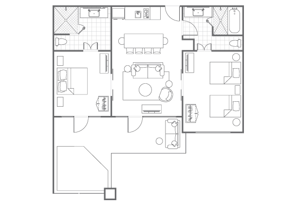 Typical Two-Bedroom Villa, Floorplan