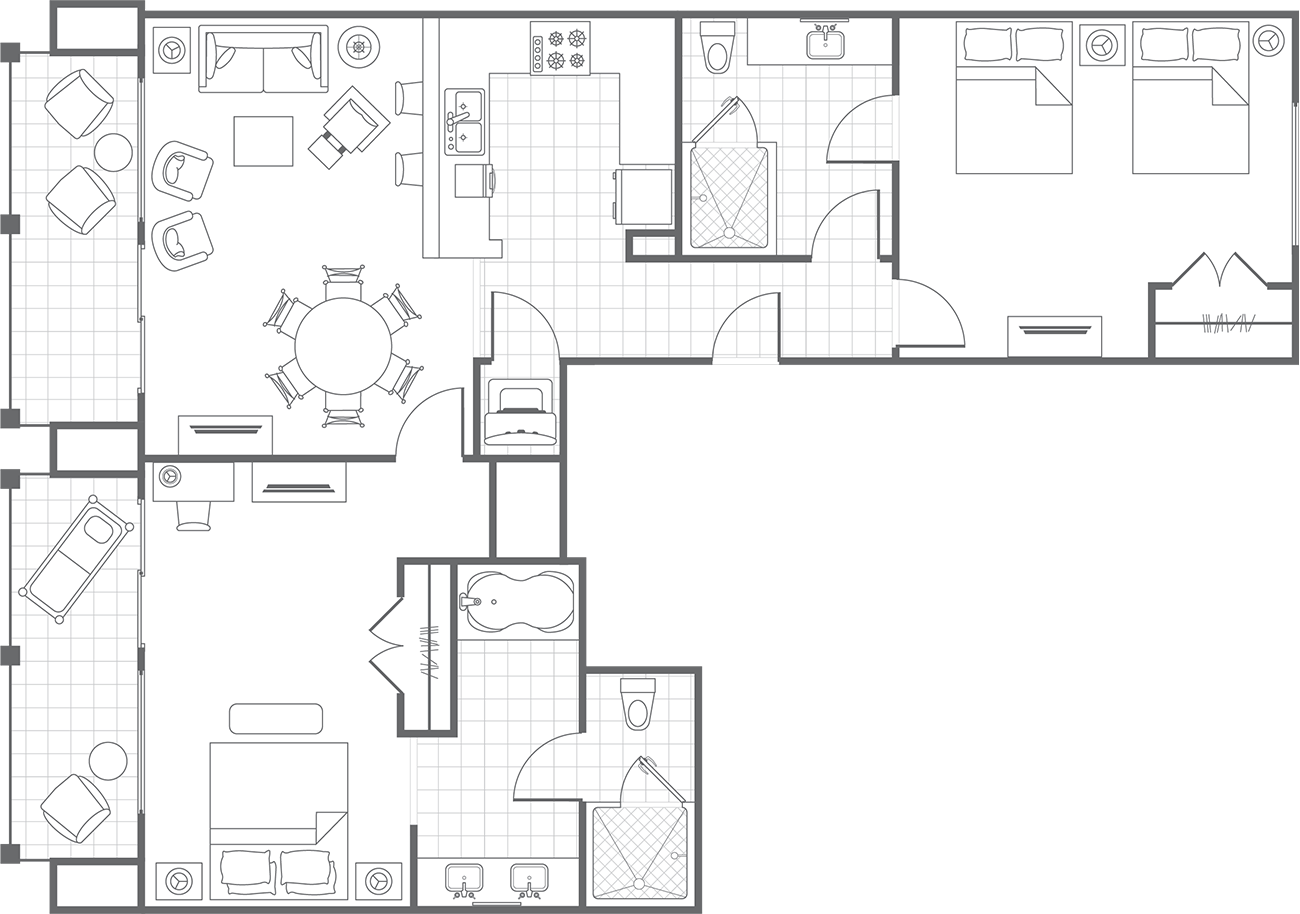 Typical Two-Bedroom, Two Balconies