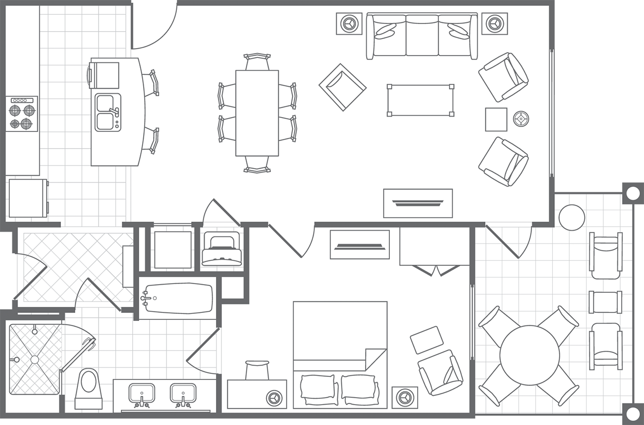 LR Typical One-Bedroom, Floorplan