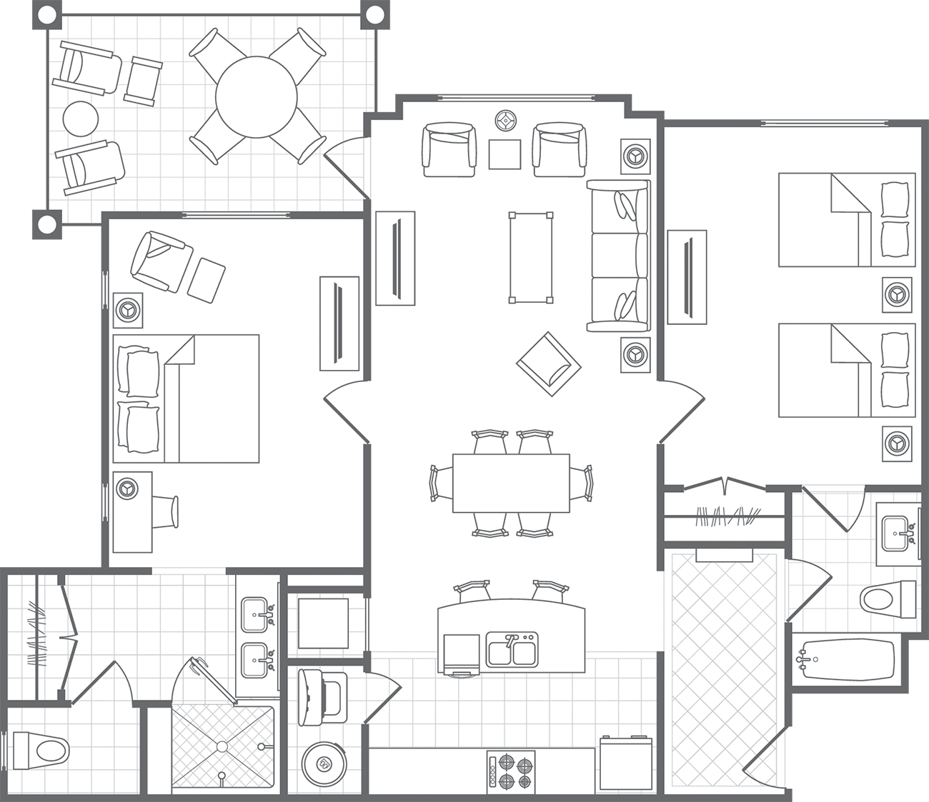 LR Typical Two-Bedroom, Floorplan