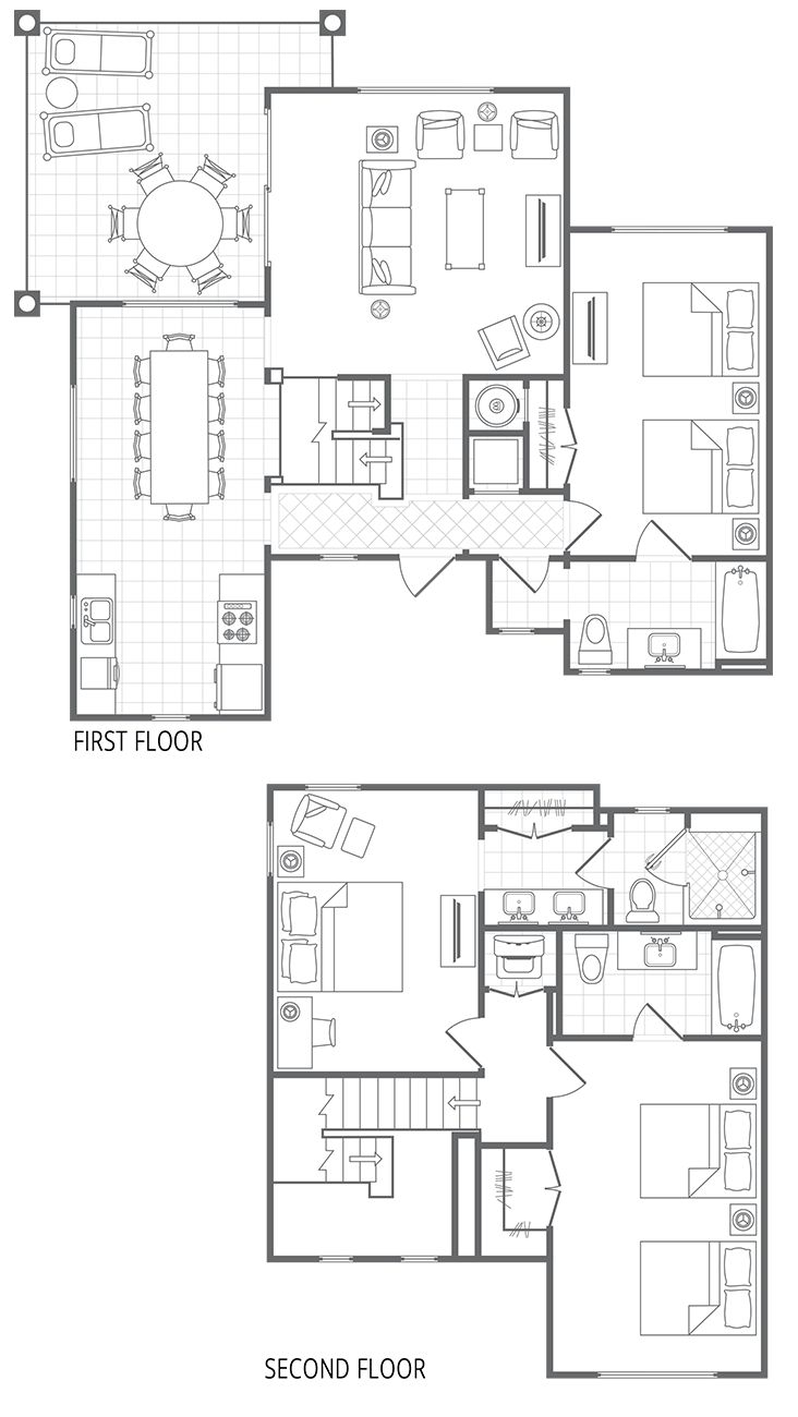 Three-Bedroom Townhome, First and Second Floor
