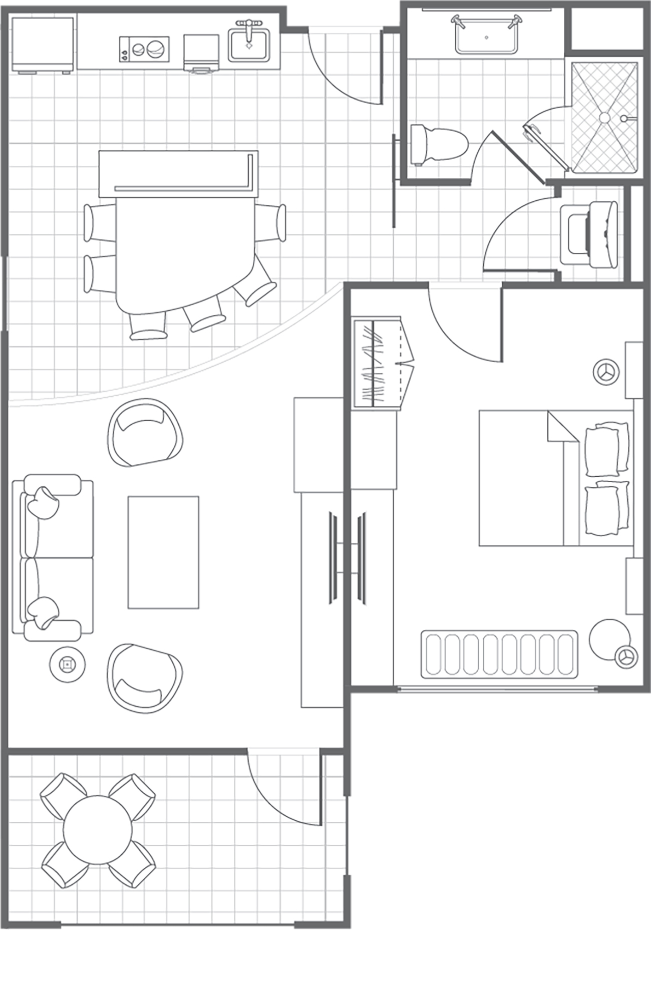 Typical One-Bedroom Villa, Floorplan