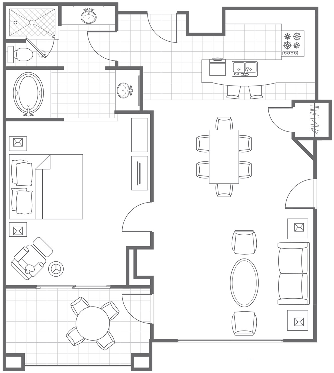 One-Bedroom Villa, Floorplan
