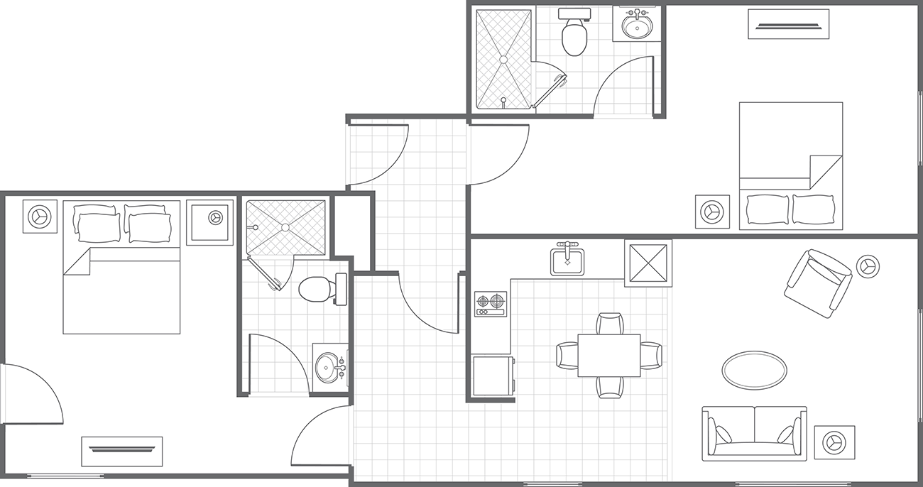 Typical 2 Bedroom Suite, Floorplan