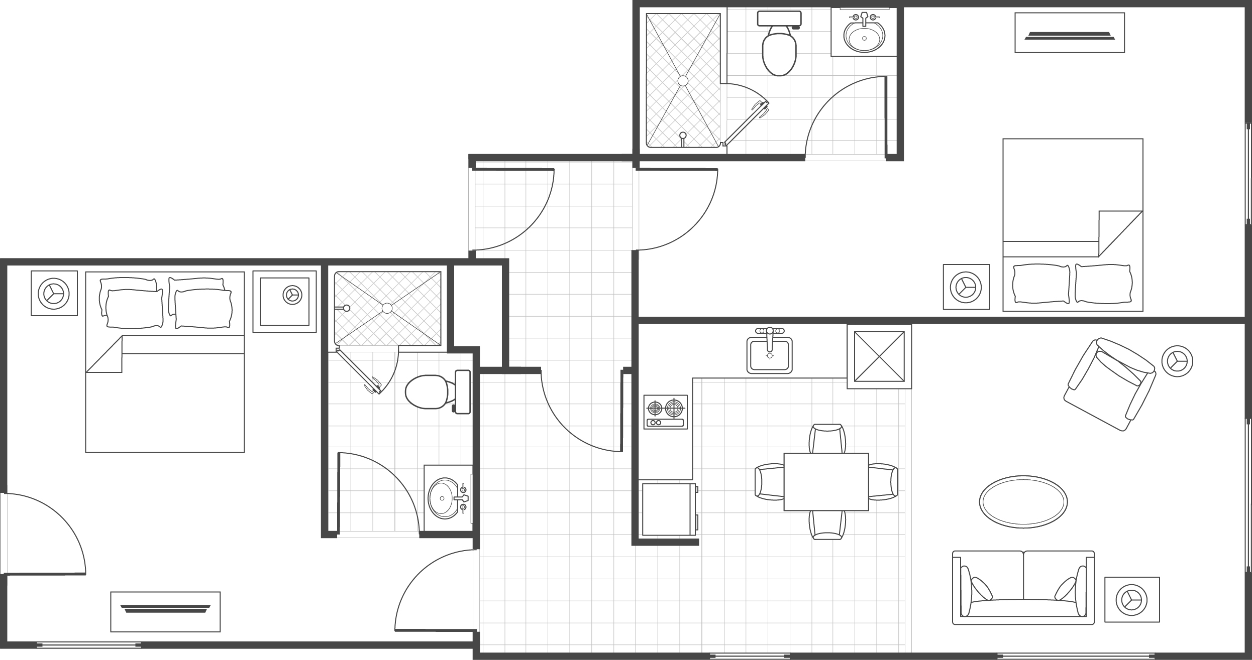 Typical 2 Bedroom Suite, Floorplan