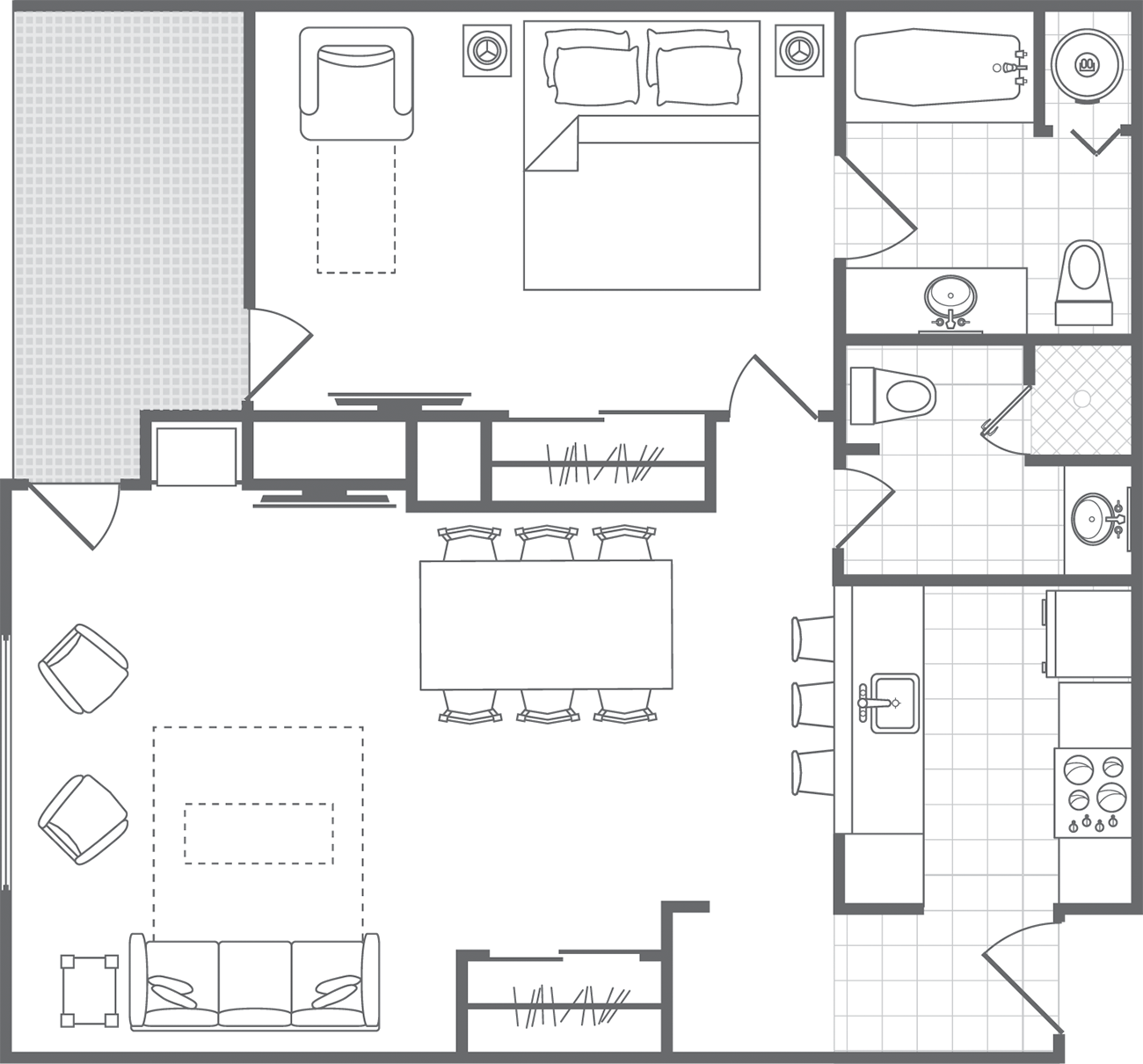 Douglas 1-Bedroom, 2-Bathroom