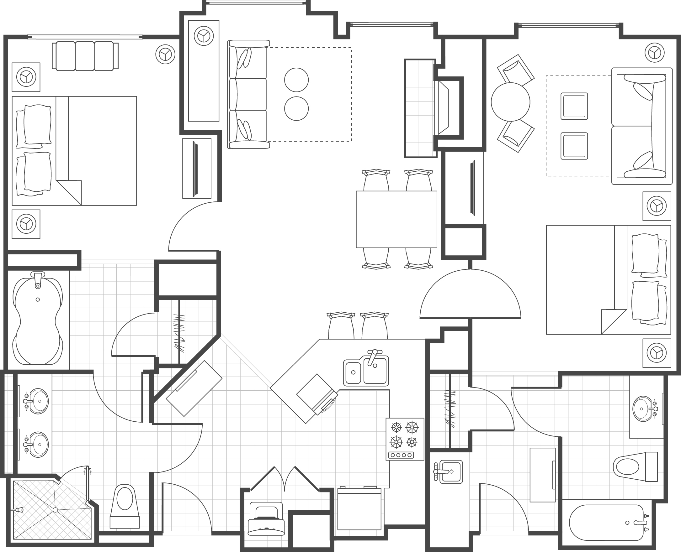 Two-Bedroom, Two Entry Doors