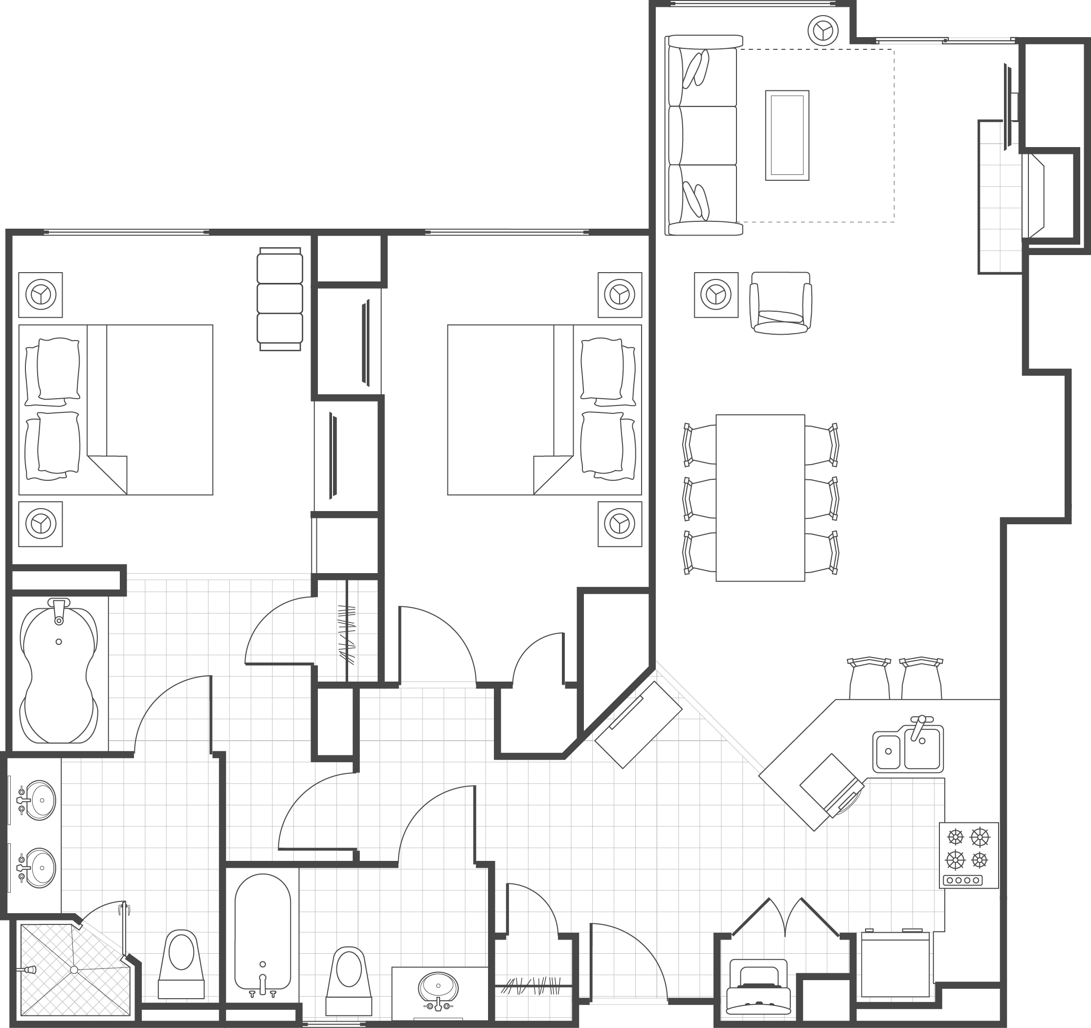 Two-Bedroom, One Entry Door