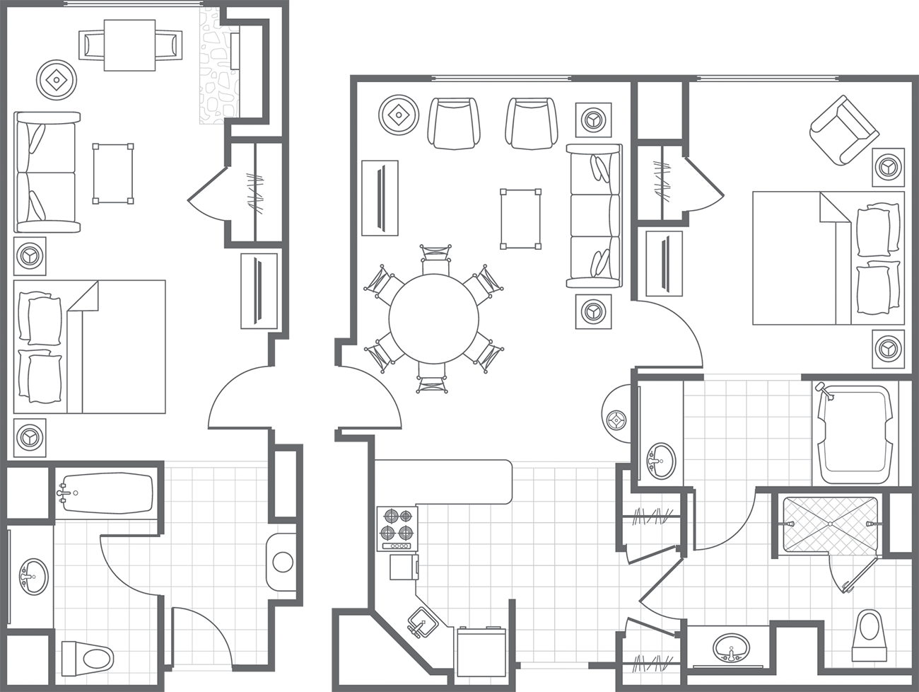 Two-Bedroom, Two Entry Doors