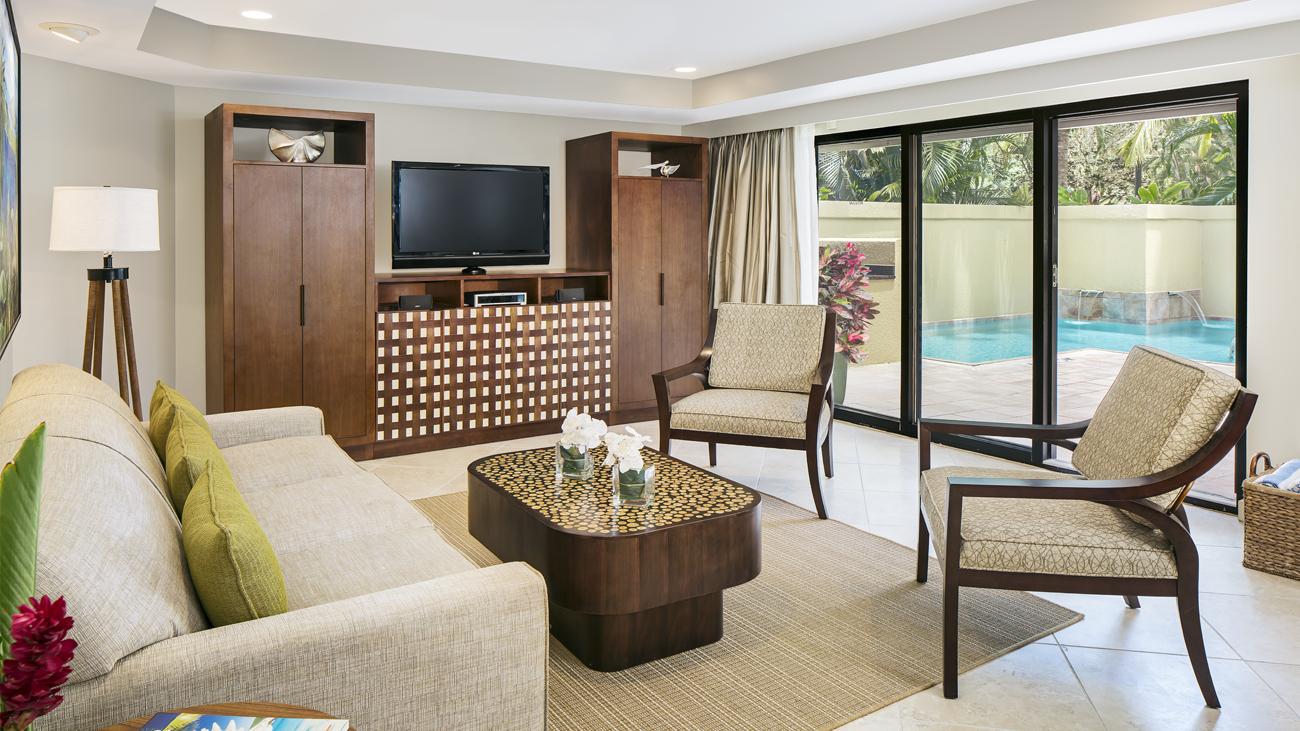 Living Room With Pool View