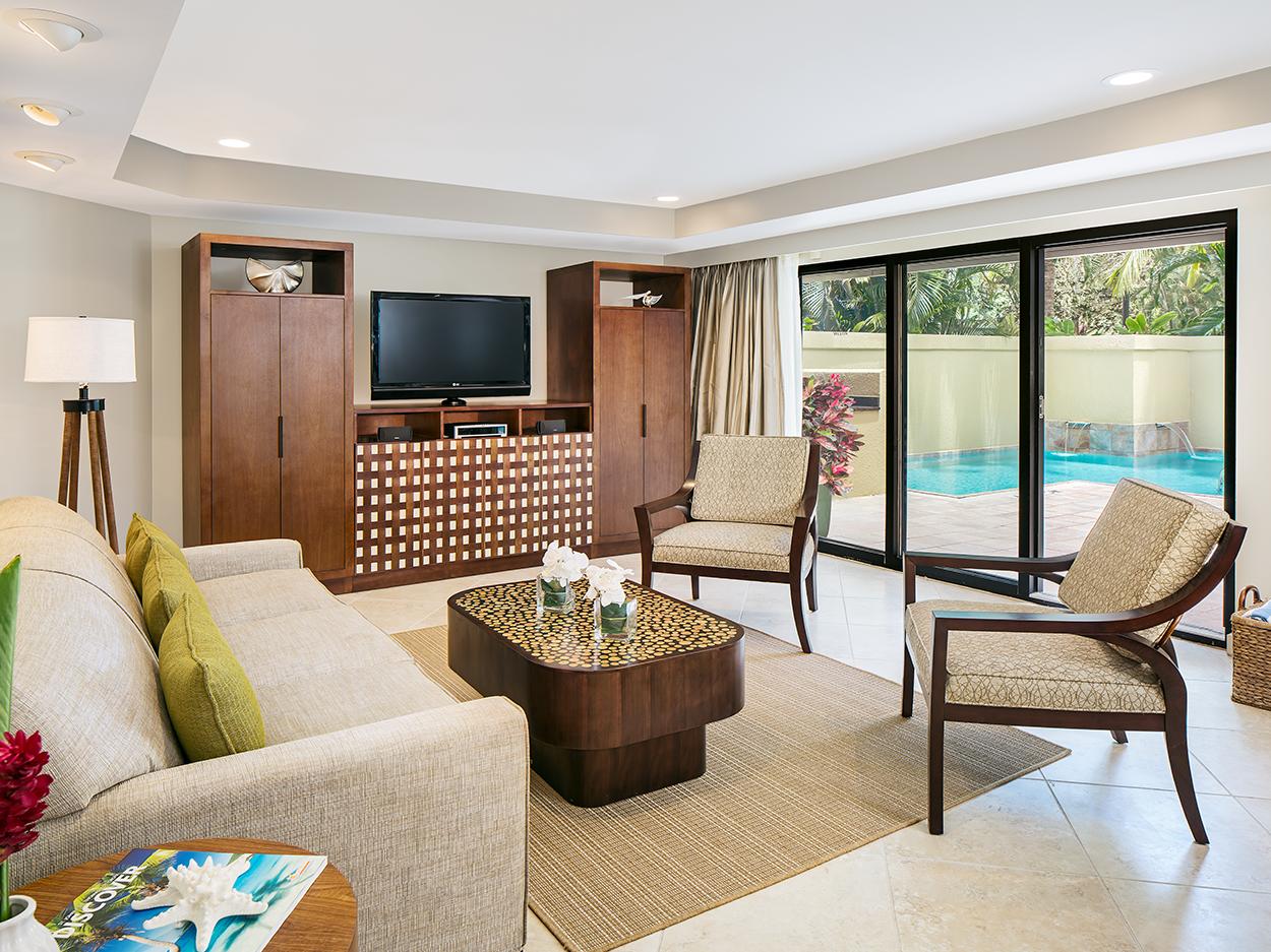 Living Room With Pool View