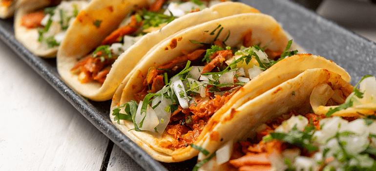 Row of gourmet tacos among Orlando's many fine dining options