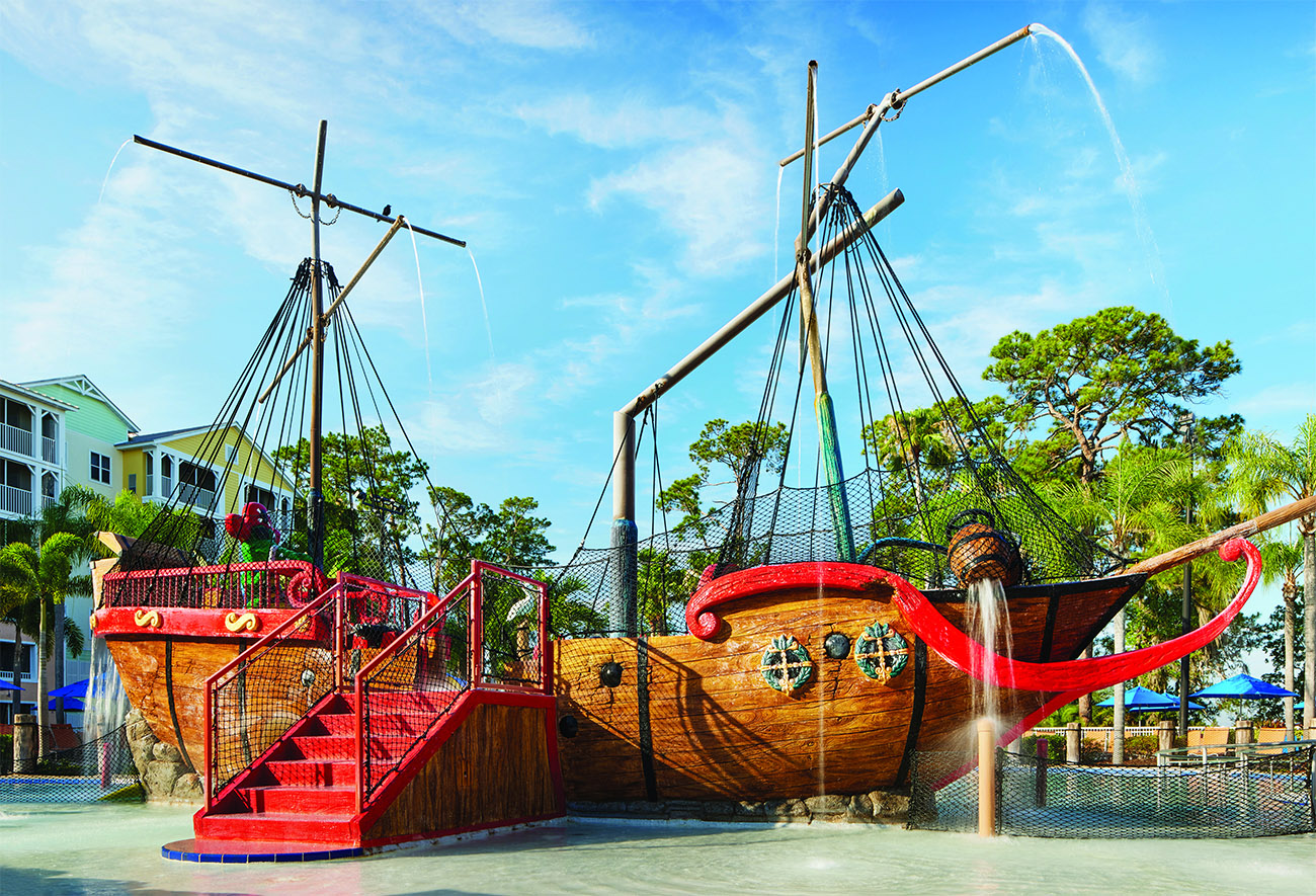 Pirate ship water play area at Marriott's Harbour Lake