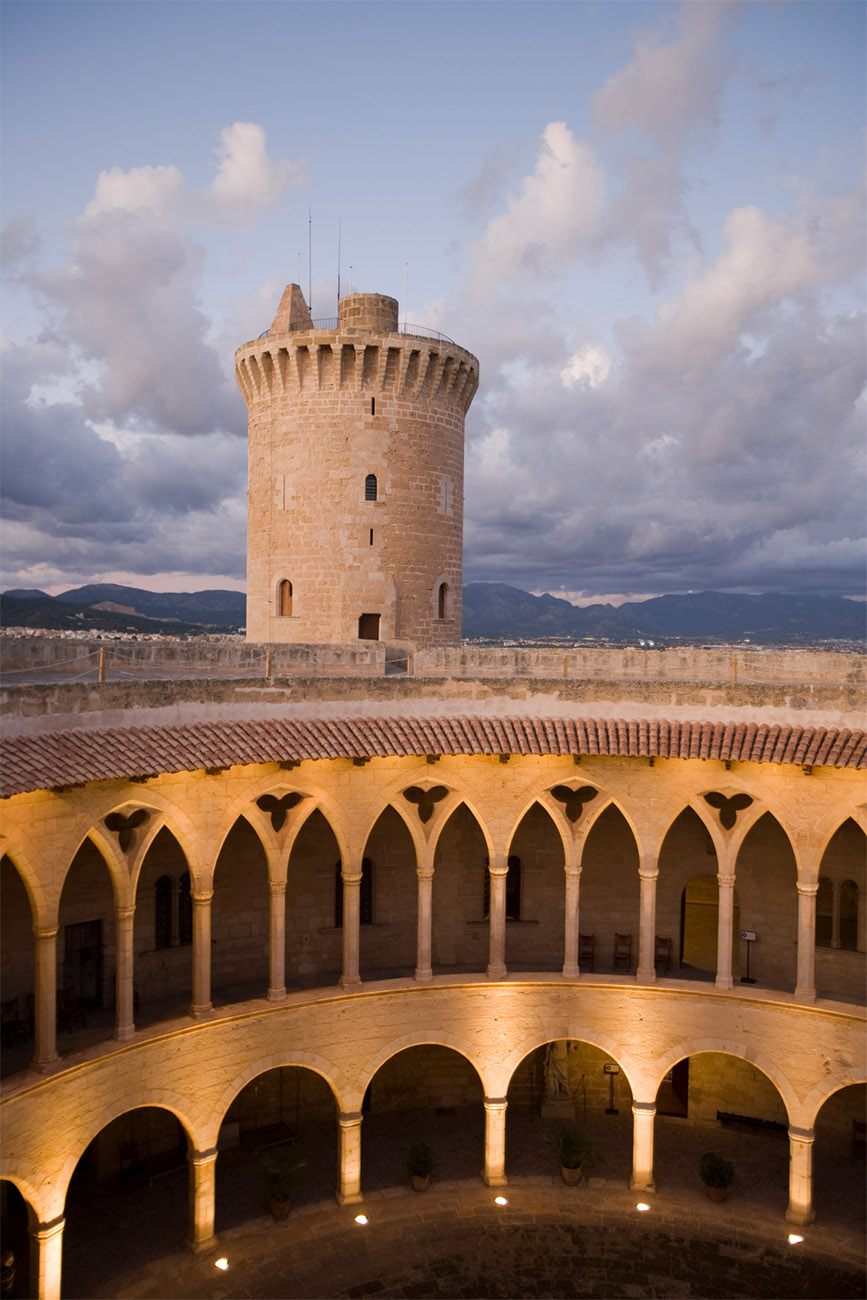 The tower of Castell de Bellver, a former Gothic castle now used as a museum