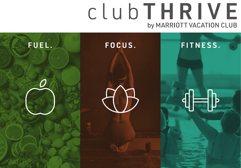 clubTHRIVE logo with Fuel. Focus. Fitness overlaid on images of people exercising