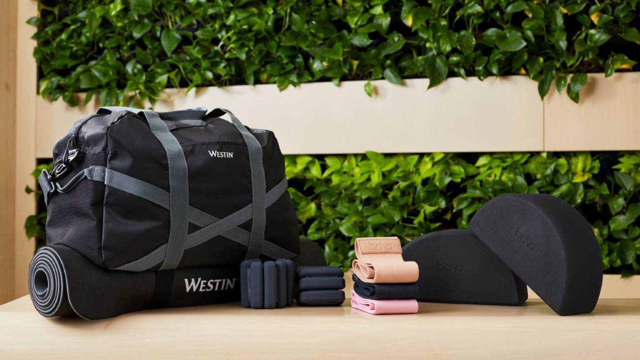 Fitness accessories arranged on grass.