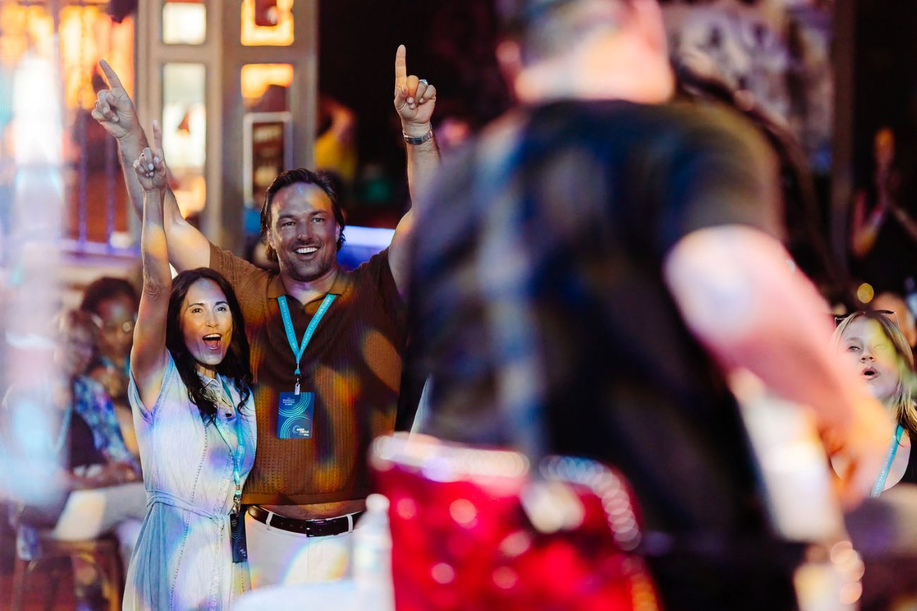 Guests gather during a live entertainment event.