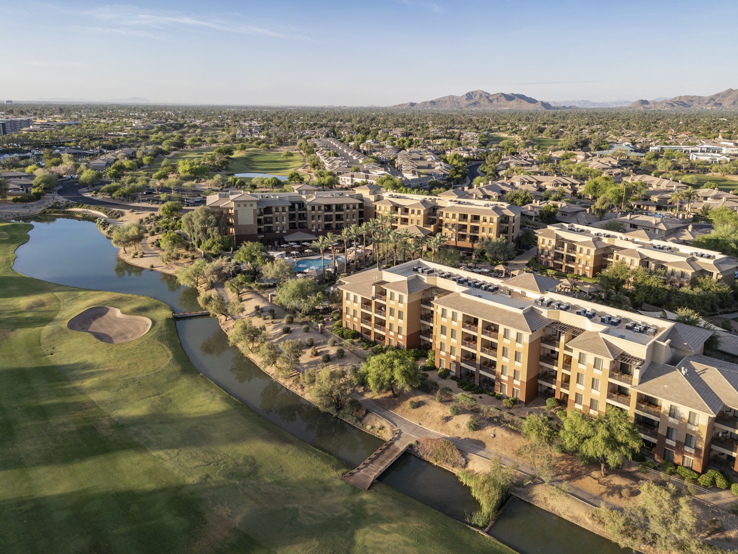Aerial view of The Westin Kierland Villas alongside a golf course in Scottsdale, Arizona