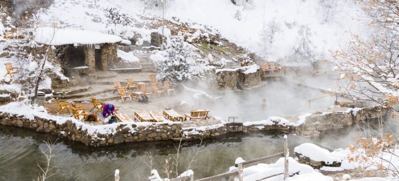 Geothermal baths clad in snow and steam at Steamboat Springs, Colorado, a Sheraton Vacation Club destination